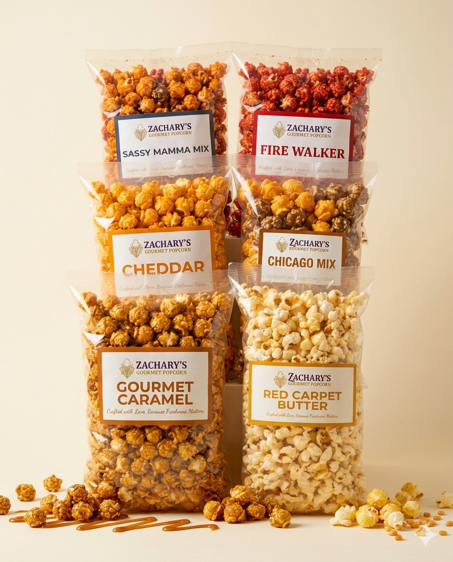 Gourmet Popcorn Variety Pack – 6 Flavors | Zachary's Gourmet Popcorn
