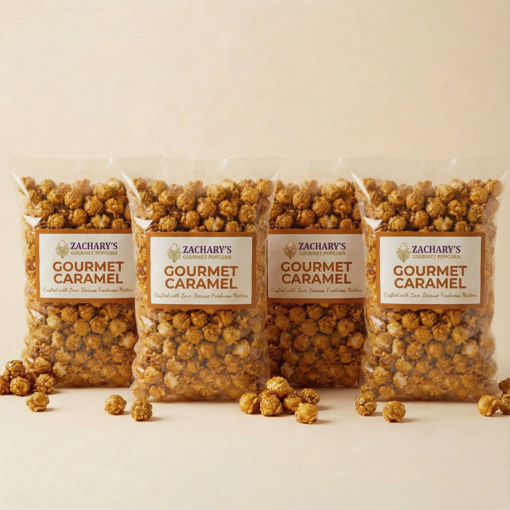 Zachary's Gourmet Popcorn Subscription: 4 Bags of Handcrafted Popcorn—Gourmet Caramel —Delivered Monthly for just $30.