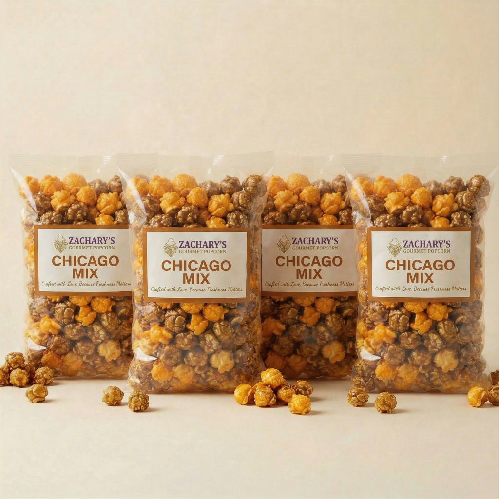 Zachary's Gourmet Popcorn Subscription: 4 Bags of Handcrafted Popcorn—Chicago Mix, —Delivered Monthly for just $30.