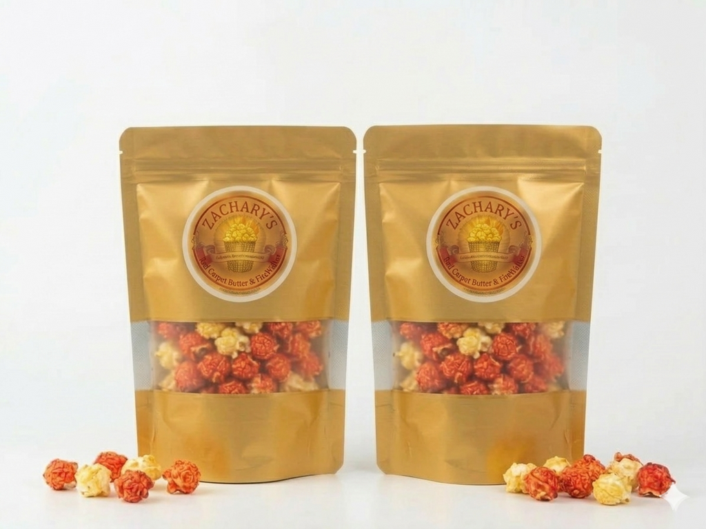 Gourmet popcorn in gold matte bags, small-batch and shipped fresh