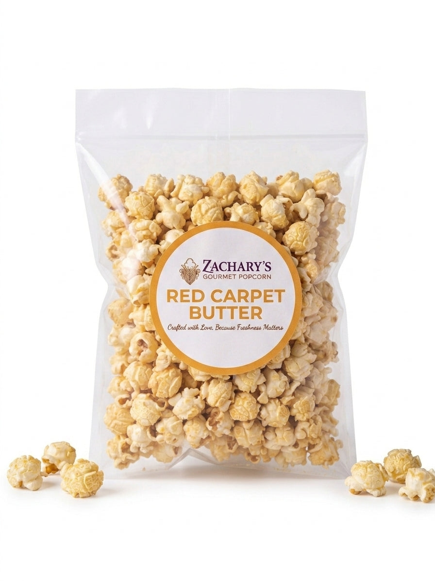Zachary's Red Carpet Butter popcorn, real butter and four ingredients total