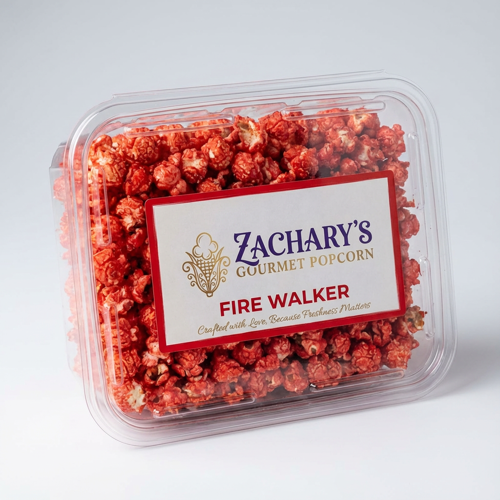 Zachary's Gourmet Popcorn Firewalker: Spicy gourmet popcorn with a heat-packed kick, handmade with premium peppers and high-quality kernels.